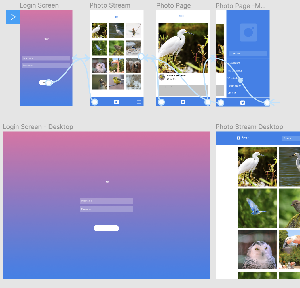 Screenshot of creating connections between frames and layers figma