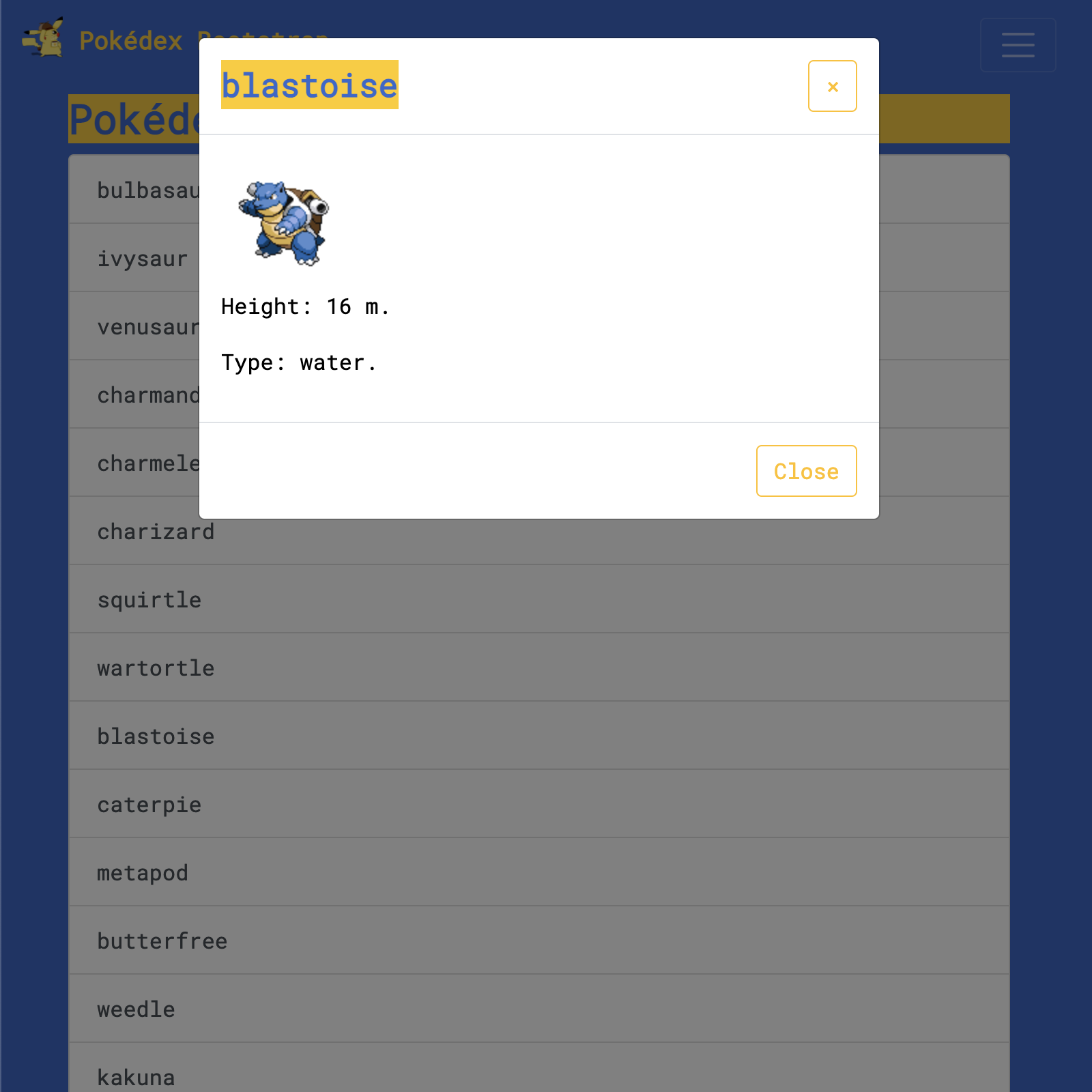 A screenshot of simple JS-app